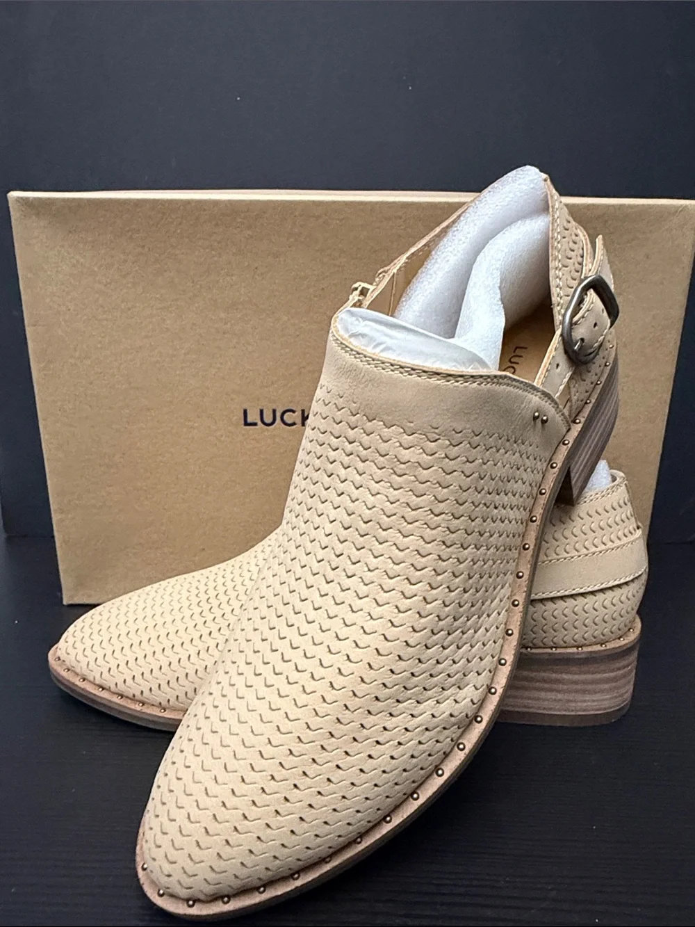 Lucky Brand Beige Gahiro Tavertine Nabucco Booties